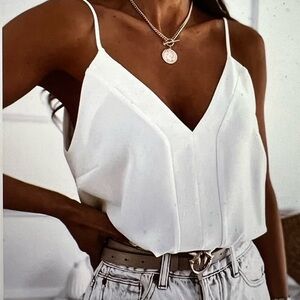 FOROLAV Women's V Neck Tank Top - White Size: Small | Chiffon Cami NWT